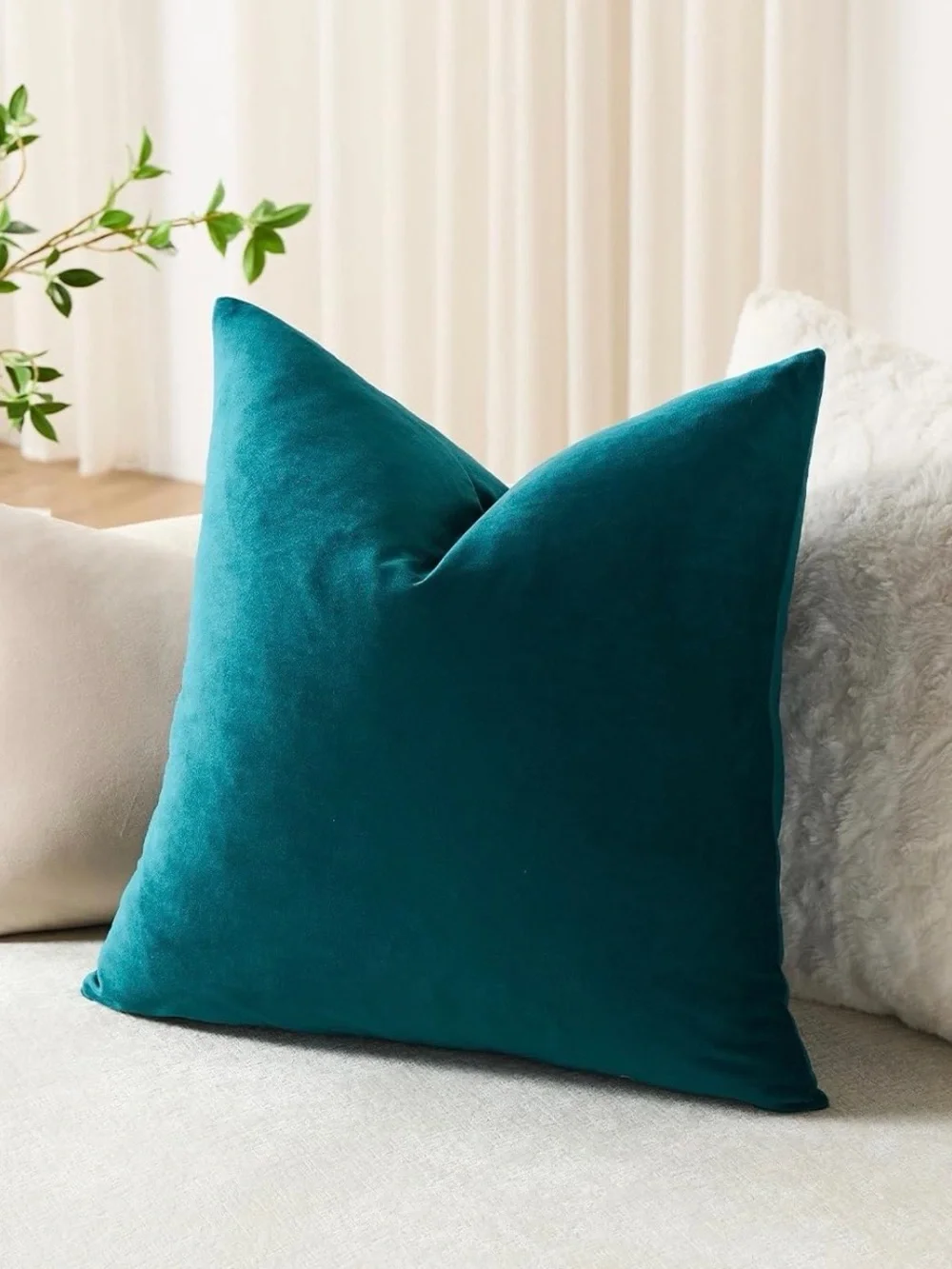 Plush Decorative Pillow Covers - Teal